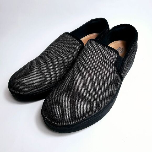 NEW FitFlop RALLY Glitz Canvas Skate Trainers Silver Black SIZE 10 - Picture 3 of 10